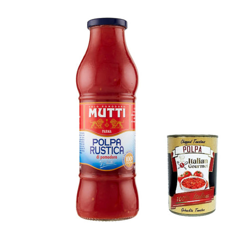 Mutti Polpa di Pomodoro Rustica, Tomatenpulpe Tomatensauce Tomaten 100% 12x 690g inkl. Italian Gourmet polpa 400g Original italienisch