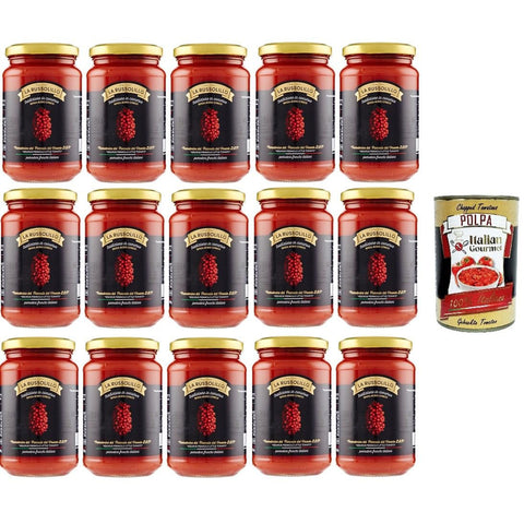 La Russolillo Kirschtomate Piennolo del Vesuvio DOP im - Glas 15x 360g inkl. Italian Gourmet polpa 400g Original italienisch