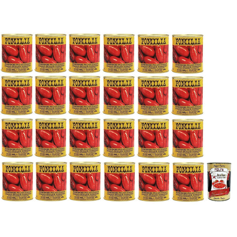 Pomilia Pomodori Pelati,Geschälte Tomaten,100% italienische Tomaten,800gDose 24x Original italienisch inkl. Italian Gourmet Polpa di Pomodoro 400g Dose
