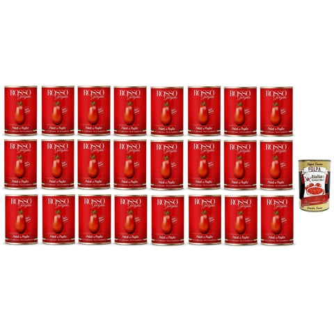 Rosso Gargano Geschälte Tomaten aus Apulien Italienisches dose mit 400 Gramm 24x Original italienisch inkl. Italian Gourmet Polpa 400g
