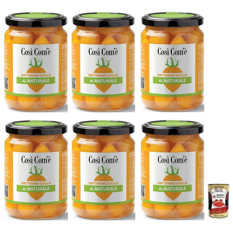 Cosi com'è Così Com'è Datterino Giallo al Naturale, Natürliche Gelbe Datterino - Tomate, Italienische Tomaten, Glas 6x 350g inkl. Italian Gourmet Polpa di Pomodoro 400g Dose Original italienisch