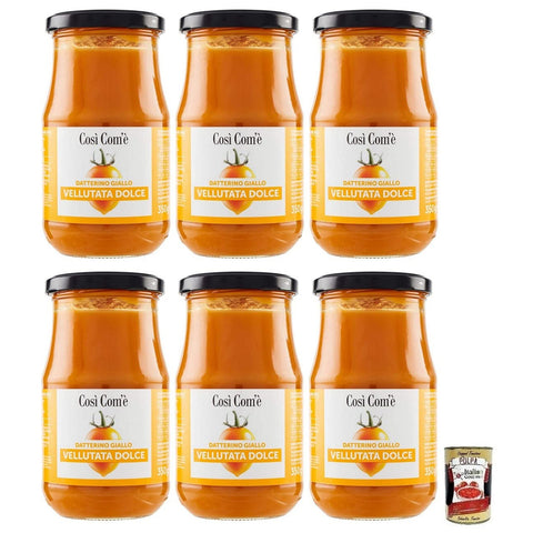 Cosi com'è Così Com'è Vellutata Dolce di Datterino Giallo, Süße Creme aus Gelben Datterini - Tomaten, Italienische Tomaten, Glas 6x 350g inkl. Italian Gourmet Polpa di Pomodoro 400g Dose Original italienisch
