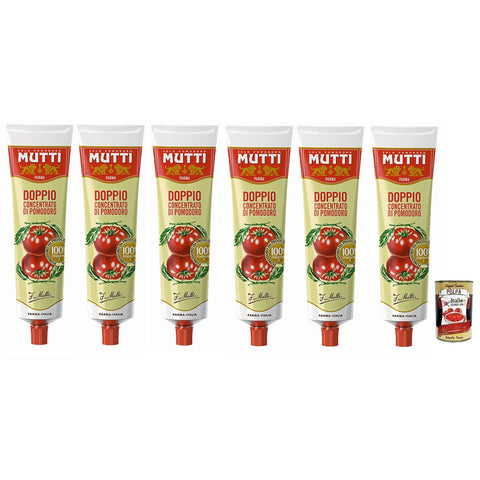 Mutti Doppio Concentrato di Pomodoro, Doppeltes Tomatenkonzentrat, 100% Tomate, Tube 6x 130g inkl. Italian Gourmet Polpa di Pomodoro 400g Dose Original italienisch