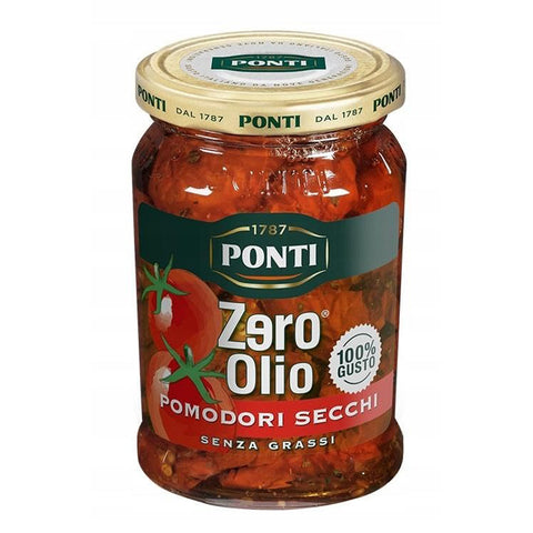 Ponti Pomodori Secchi Zero Olio,Ohne Öl,Getrocknete Tomaten,Fettfrei,Glas 300g 6x Original italienisch inkl. Italian Gourmet Polpa di Pomodoro 400g Dose