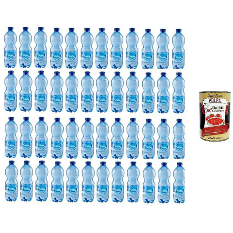 Nestle Vera, Acqua Frizzante Oligominerale,Oligomineral Sprudelwasser Einweg - PET - Flasche 48x 500ml Original italienisch inkl. Italian Gourmet Polpa di Pomodoro 400g Dose