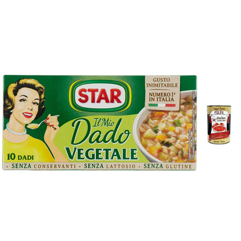 Star il Mio Dado Vegetale mit 9 Gemüsesorten, ohne Konservierungsstoffe, laktosefrei und glutenfre 6x Original italienisch inkl. Italian Gourmet Polpa 400g