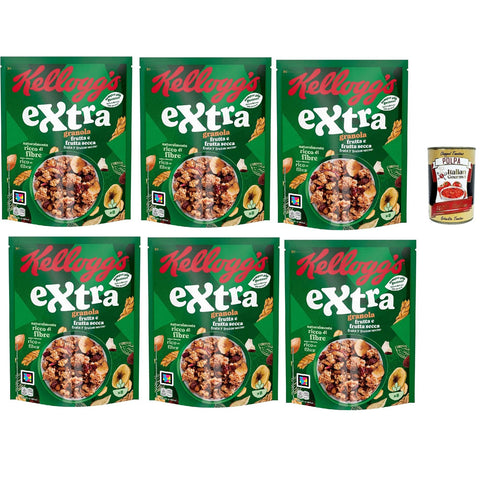 Cereali Extra "Frutti Secca" | Probieren Sie Getrocknete Früchte| breakfast Cereals, Müsli mit knusprigem Hafer | 6x 375g inkl. Italian Gourmet polpa 400g Original italienisch