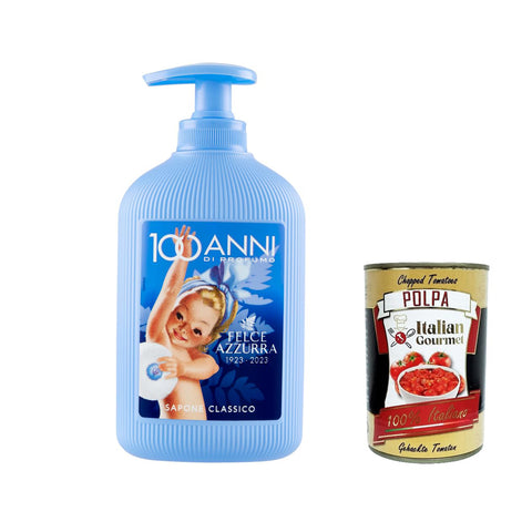 Felce azzurra sapone liquido Classico, Flüssigseife Liquid Soap 6x 300 ml inkl. Italian Gourmet Polpa 400 g Original italienisch
