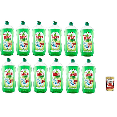 Nelsen Limone Detersivo per Piatti - Geschirrspülmittel Zitrone - Entfettet gründlich und wirkt erfrischend auf das Geschirr 12x 850ml inkl. Italian Gourmet polpa 400g Original italienisch