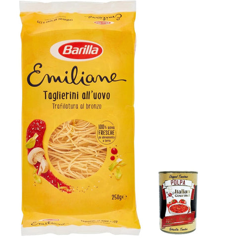 Barilla Pasta all' Uovo Le Emiliane Taglierini, Eiernudeln, Pasta mit Ei 12x 250g inkl. Italian Gourmet polpa 400g Original italienisch