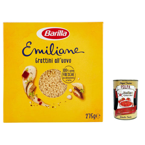 Barilla Pasta all' Uovo Le Emiliane Grattini, Eiernudeln, Pasta mit Ei 20x 275g inkl. Italian Gourmet polpa 400g Original italienisch