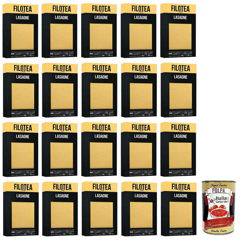 Filotea Lasagne Pasta all'Uovo, Eierlasagne, Eiernudeln aus italienischen Rohstoffen, Packung mit 20x 250g inkl. Italian Gourmet Polpa di Pomodoro 400g Dose Original italienisch