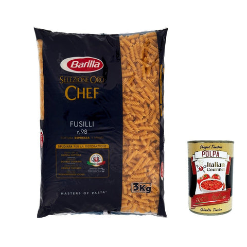 Barilla Pasta Selezione Oro Chef Fusilli n°98 Nudeln pack 9x 3kg inkl. Italian Gourmet polpa 400g Original italienisch