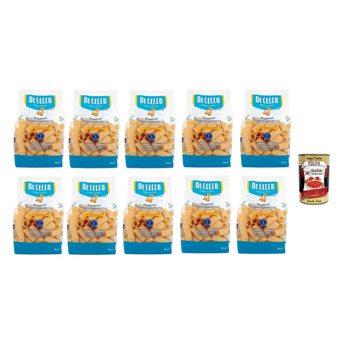De Cecco Le Specialità Rigatoni Napoletani N°124, 100% Pasta Nudeln 10x 500g inkl. Italian Gourmet Polpa 400g Original italienisch