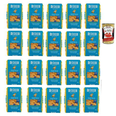 De Cecco Pennoni Lisci N°38, 100% Pasta Nudeln 20x 500g inkl. Italian Gourmet Polpa 400g Original italienisch