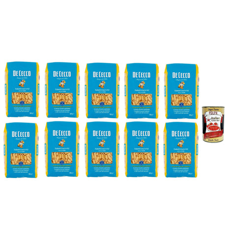 De Cecco Tubetti Lisci N°62, 100% Pasta Nudeln 10x 500g inkl. Italian Gourmet Polpa 400g Original italienisch