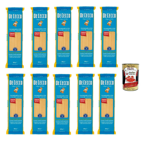 De Cecco Vermicelli N°170 100% Pasta Nudeln 10x 500g inkl. Italian Gourmet Polpa 400g Original italienisch