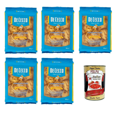 De Ceco De Cecco le Specialità Lasagnette N°202, 100% Pasta Nudeln 5x 500g inkl. Italian Gourmet Polpa 400g Original italienisch