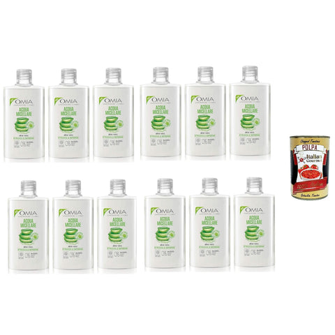 Omia Acqua Micellare Viso Aloe Vera, Feuchtigkeitsspenkel und Balancing - up entfernen für alle Hauttypen 12x 400 ml inkl. Italian Gourmet polpa 400g Original italienisch