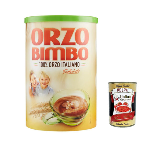 Orzo Bimbo 100% Italiano Instant Soluble Barley Grain Coffee 200g 6x Original italienisch inkl. Italian Gourmet Polpa 400g