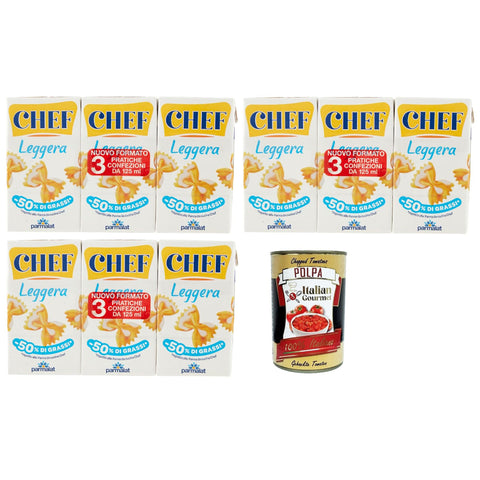 Parmalat Panna chef Leggera Sahne Kochcreme creme light Licht, double cream light 3x ( ) 3x 125 ml inkl. Italian Gourmet polpa 400g Original italienisch