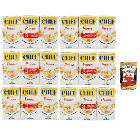 Parmalat Panna chef Sahne per cucinare Kochcreme creme fur Koch, double cream for cooking 6x (3x 125ml) Original italienisch inkl. Italian Gourmet Polpa 400g