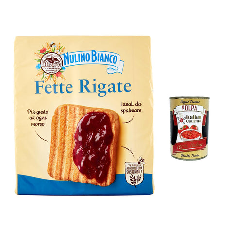 Mulino Bianco Fette biscottate Le fette rigate Zwieback Kekse 12x 315 g inkl. Italian Gourmet polpa 400g Original italienisch
