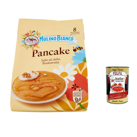 Mulino Bianco Pancake Pfannkuchensnack 100 % frische italienische Milch und nachhaltiges Mehl 4 Stück 12x 280 g inkl. Italian Gourmet polpa 400g Original italienisch