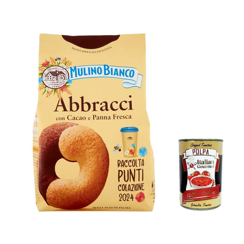 Mulino Bianco Abbracci Shortbread Kekse mit Kakao und frischer Sahne, ohne Palmöl 15x350g Original italienisch