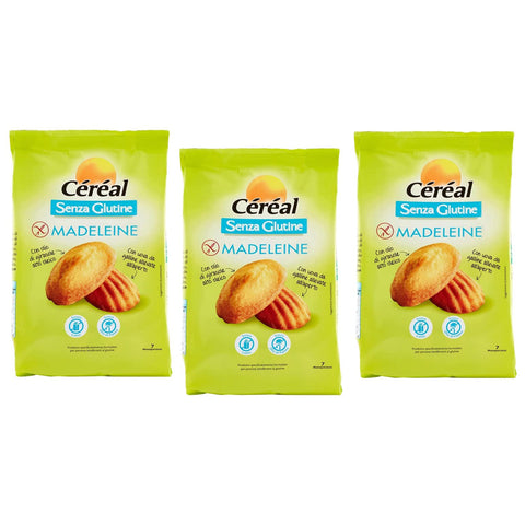 Céréal Madeleine Senza Glutine Süßer Snack Glutenfrei 200g Beutel OHNE Palmöl Ohne Milch 3x Original italienisch
