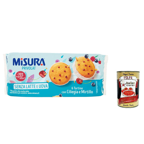 Misura Tortine con Ciliegia e Mirtillo Privolat Törtchen mit Kirsche und Heidelbeere ohne Milch und Eier 3x290g Original italienisch Kekse