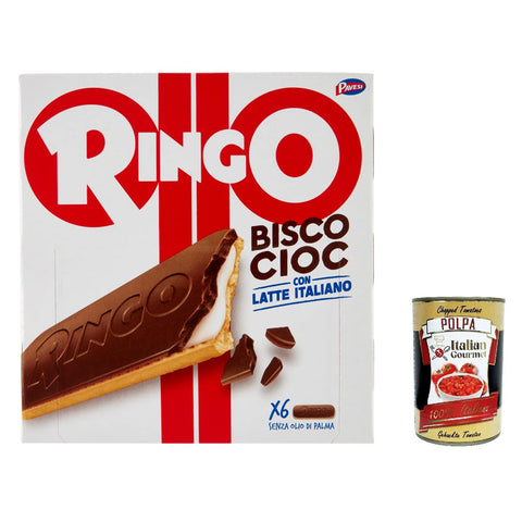 Pavesi Ringo Bisco Cioc Latte, Keks gefüllt mit Sahne mit 100 % italienischen Milch und Schokoladenüberzug 162 g 3x Original italienisch inkl. Italian Gourmet Polpa 400g