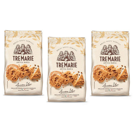 Tre Marie Ancora Uno Frolla con Caramello Salato e Cioccolato Kekse mit Gesalzenem Karamell und Schokolade Biscuits 315g Packung 3x Original italienisch
