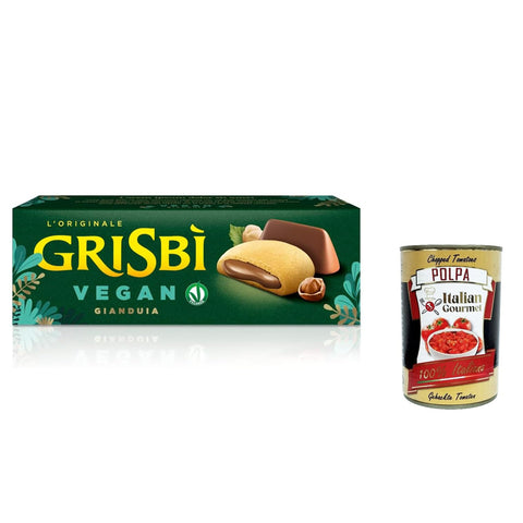 Vicenzi Grisbi Vegan Frolle Ripiene di Crema Gianduia, Biscuits cookies Kekse Shortbread Vegan Gianduia Creme 6x 135G inkl. Italian Gourmet polpa 400g Original italienisch