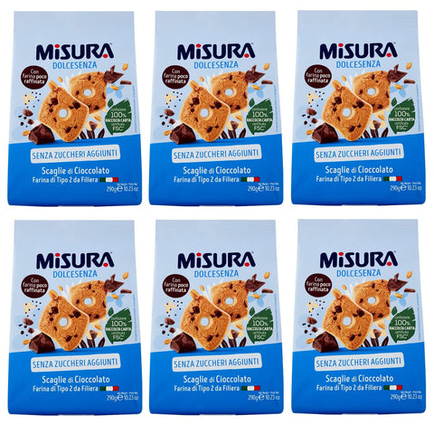 Misura Dolcesenza Biscotti con Scaglie di Cioccolato Kekse mit Schokoladenstückchen Ohne Zuckerzusatz Packung mit 290g 6x Original italienisch inkl. Italian Gourmet Polpa di Pomodoro 400g Dose