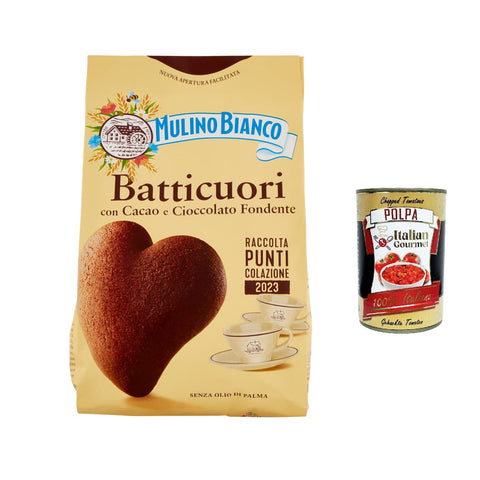 Mulino Bianco Batticuori Cocoa Shortbread Kekse mit Kakao 6x 350g inkl. Italian Gourmet polpa 400g Original italienisch