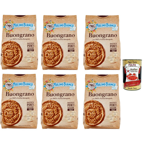Mulino Bianco Buongrano Kekse mit knusprigem Dinkelvollkorn, 100% Vollkornmehl 6x 350g inkl. Italian Gourmet polpa 400g Original italienisch