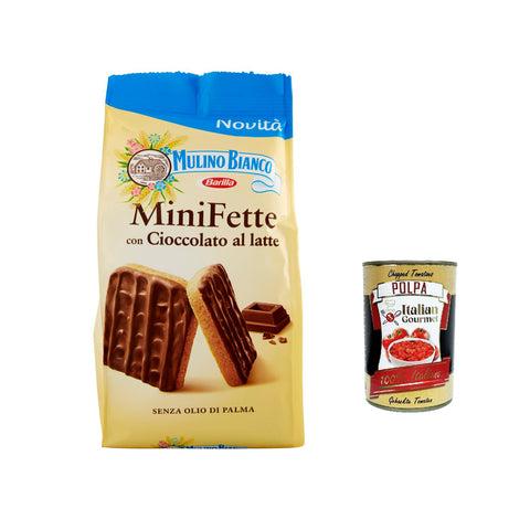 Mulino Bianco Mini Fette al latte Zwieback mit Milchschokolade, für ein geschmackvolles Frühstück 6x 110 g Original italienisch