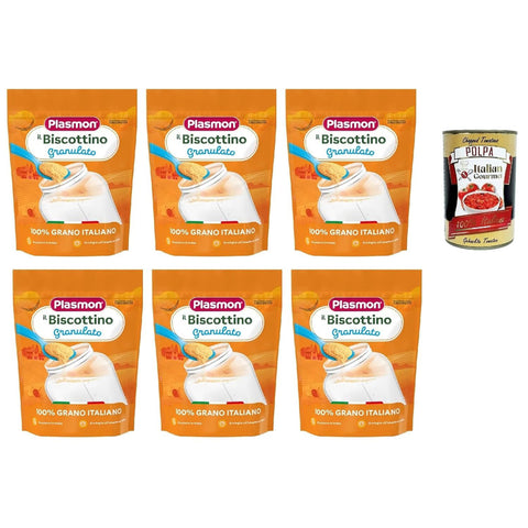 Plasmon Primi Mesi - Biscottino Granulato dal 6°Mese, 6 x 350g 6x Original italienisch inkl. Italian Gourmet Polpa 400g