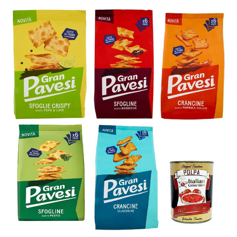 Pavesi Gram Testpaket Sfogline & Crancine Knuspriger Blätterteig Snack 4x180g Original italienisch Kekse
