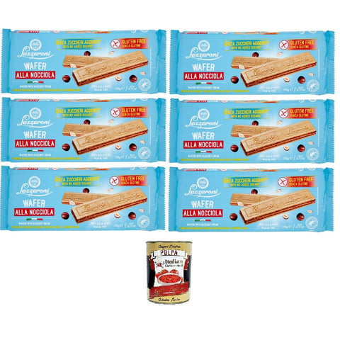 Lazzaroni Wafer alla Nocciola Senza Glutine Glutenfreie Haselnusswaffeln 6x 175gr Original italienisch inkl. Italian Gourmet Polpa 400g
