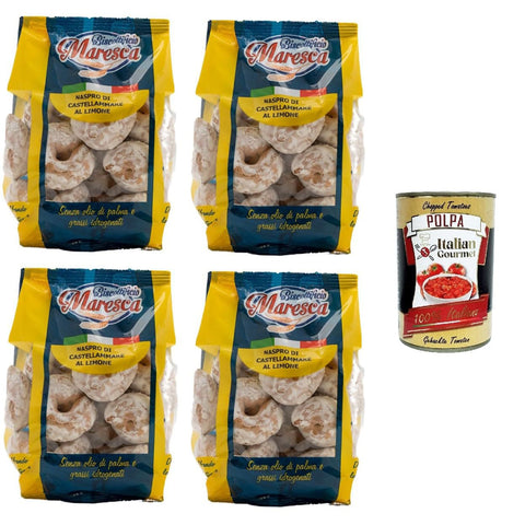 Maresca- Naspro di Castellammare a Limone Zitrone 4x200gr Original italienisch inkl. Italian Gourmet Polpa di Pomodoro 400g