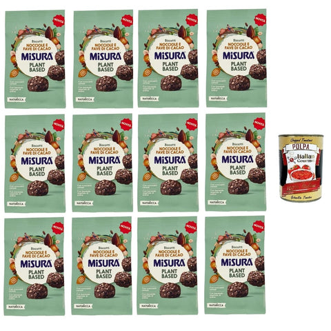 Misura Naturìcca Biscotti Nocciole e Fave di Cacao Plant Based Kekse Haselnüsse und Kakaobohnen auf pflanzlicher Basis 12x260 g Original italienisch inkl. Italian Gourmet Polpa 400g
