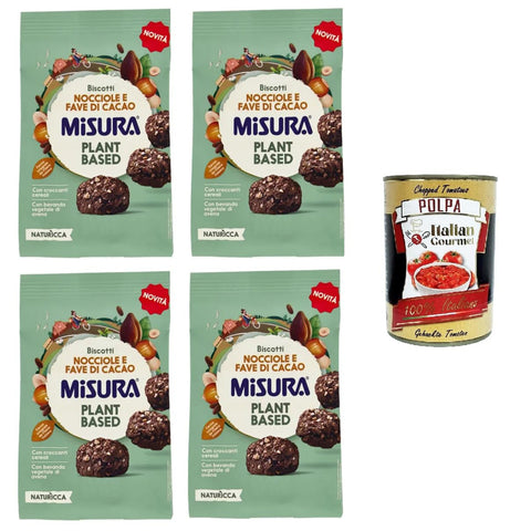Misura Naturìcca Biscotti Nocciole e Fave di Cacao Plant Based Kekse Haselnüsse und Kakaobohnen auf pflanzlicher Basis 4x260 g Original italienisch inkl. Italian Gourmet Polpa 400g