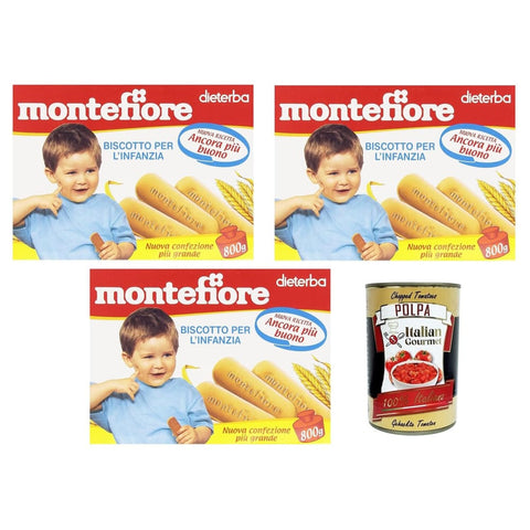 Montefiore Il Biscotto per l'infanzia Der Keks für Kinder 3x800gr Original italienisch inkl. Italian Gourmet Polpa 400g