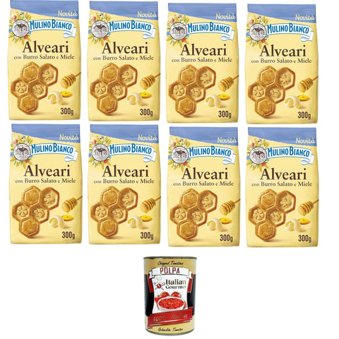 Mulino Bianco Alveari, Biscotti con Burro salato e Miele Kekse mit gesalzener Butter und Honig polpa 400g 8x 300gr Original italienisch