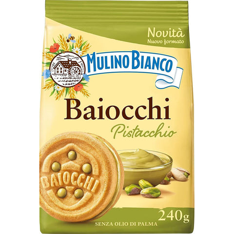 Mulino Bianco Baiocchi Pistacchio,Kekse mit Pistazien und Mürbeteig, ideal zum Frühstück oder Snack, ohne Palmöl 240g Original italienisch inkl. Italian Gourmet Polpa di Pomodoro 400g Dose