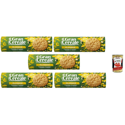 Mulino Bianco Gran Cereale Biscotti Classico Vollkornkekse mit Haferflocken und Getreidemehl Italienische Kekse Biscuit 5x250g Original italienisch