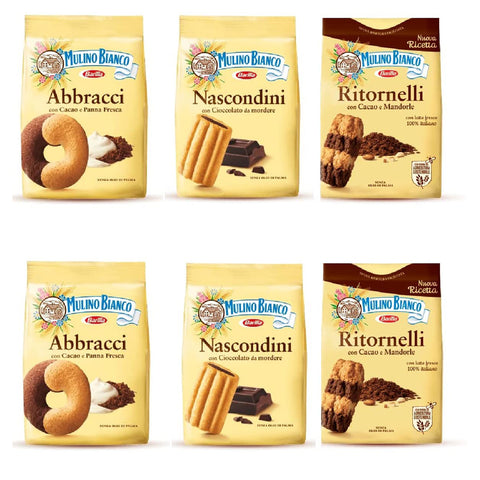 Mulino Bianco Kekse testpaket Abbracci Nascondini, Ritornelli 4 x 700g 2 x 600g inkl. Italian Gourmet polpa 400g Original italienisch