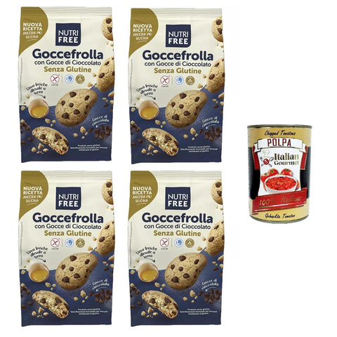 NUTRIFREE Goccefrolla con Gocce di Cioccolato mit glutenfreien Schokoladenstückchen 4x300g Original italienisch Kekse